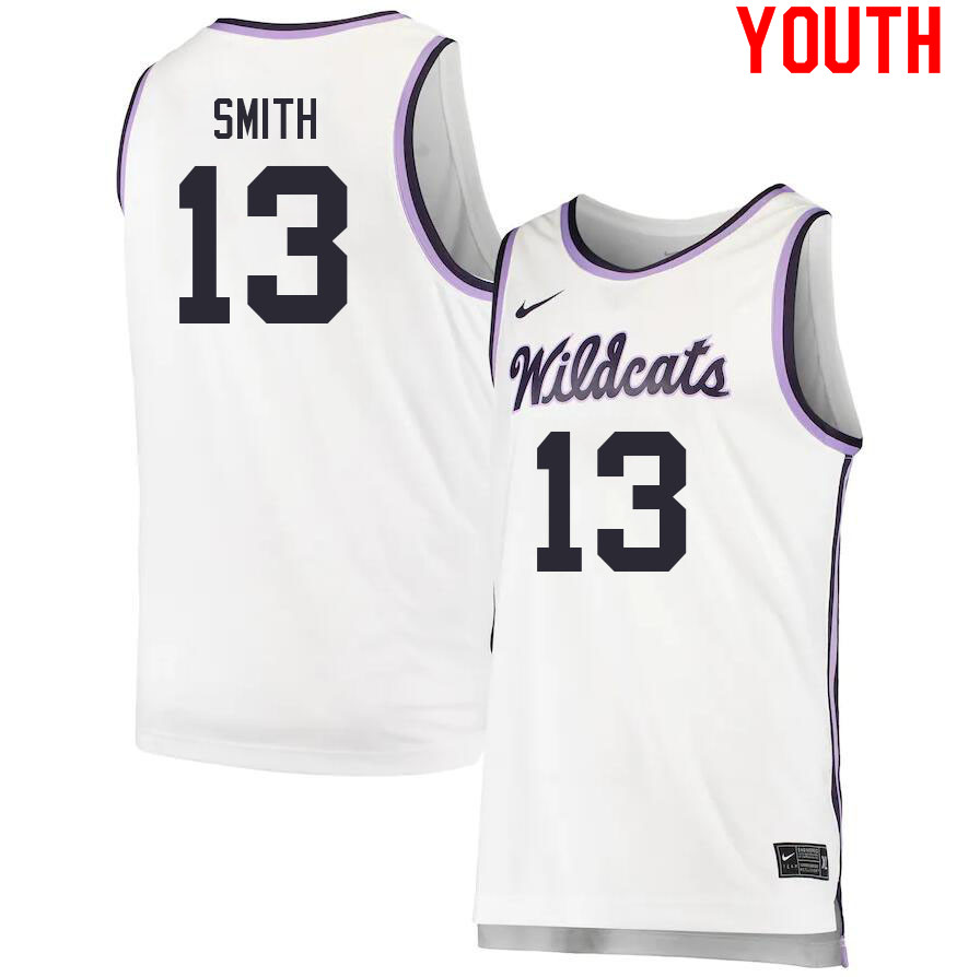 Youth #13 Mark Smith Kansas State Wildcats College Basketball Jerseys Sale-White